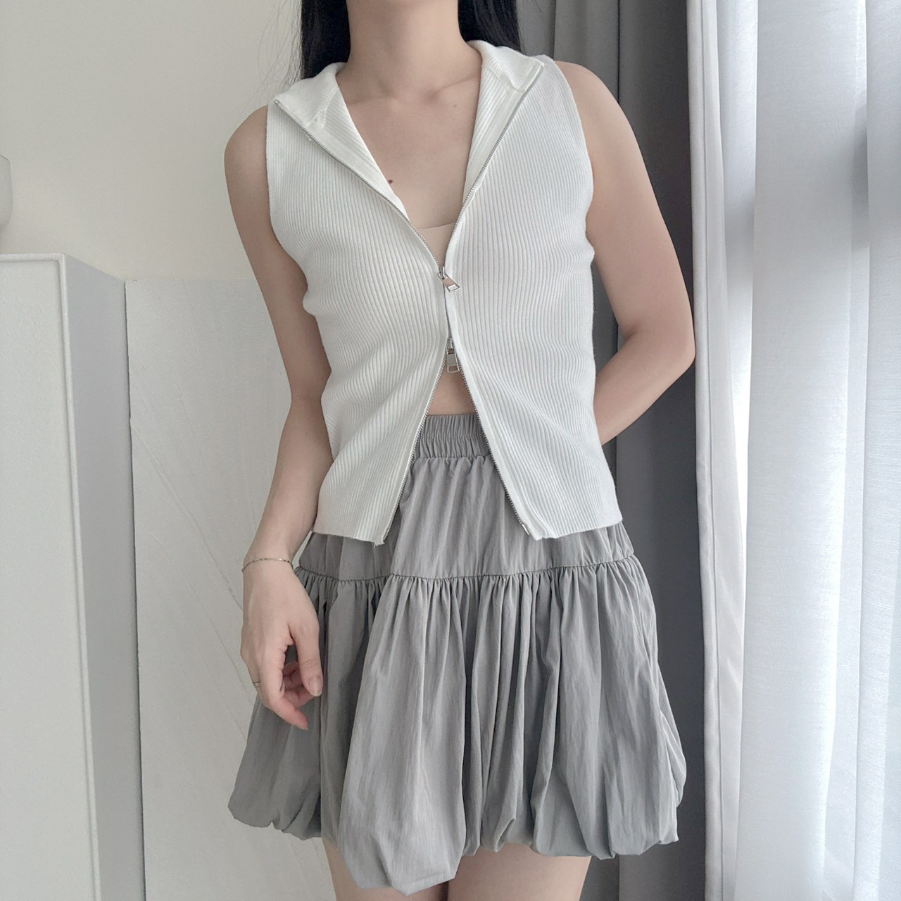 花苞短褲裙附皮帶（現貨）