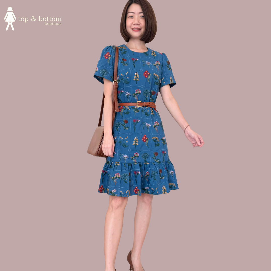 SHORT SLEEVE EMBROIDERED FLOWER SHORT DRESS