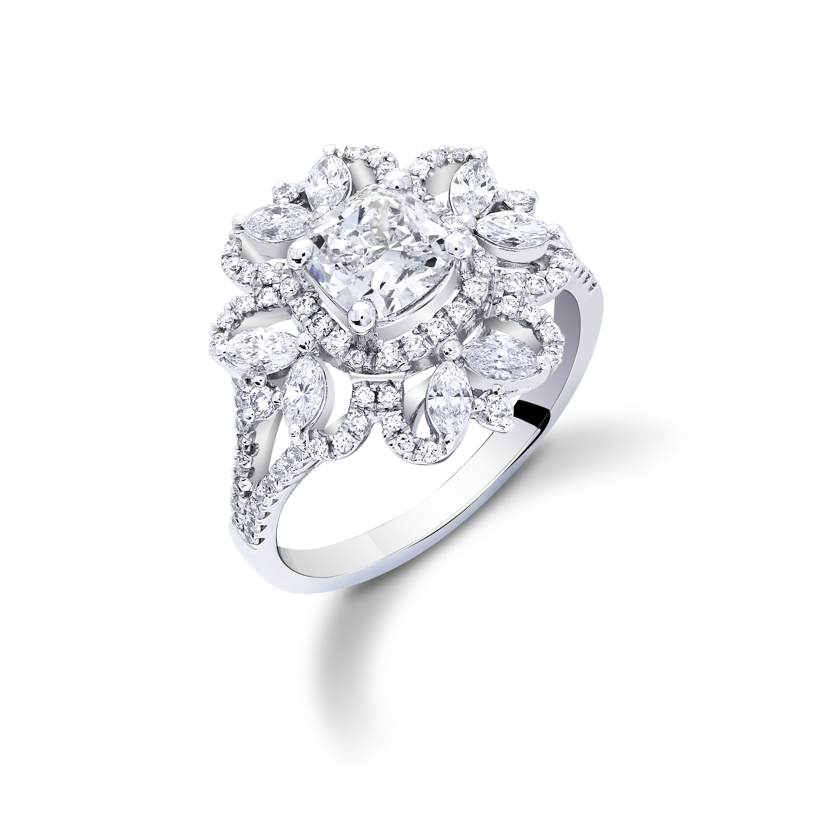 宮廷花園 — GIA1克拉枕形鑽戒