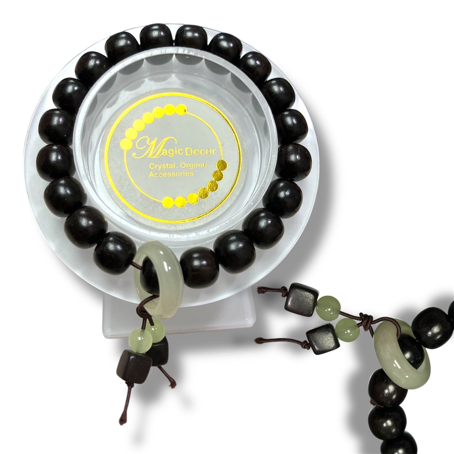 250703 - A12 黑檀木老型珠夜明珠跑環設計款手串