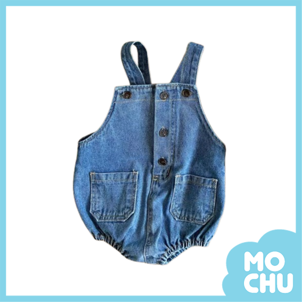 鈕扣牛仔吊帶包屁衣