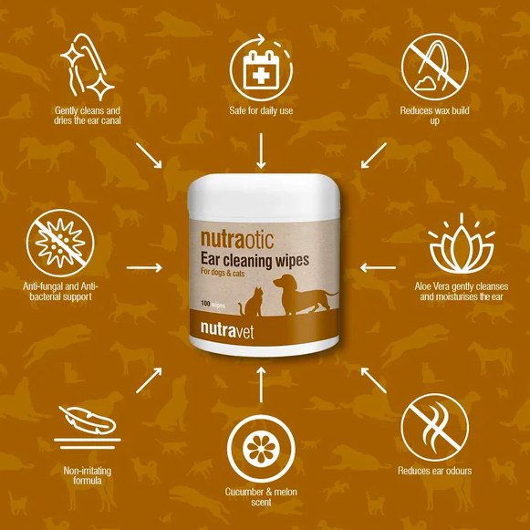 Natravet Nutraotic - 耳朵清潔濕巾(貓狗合用) (100片)