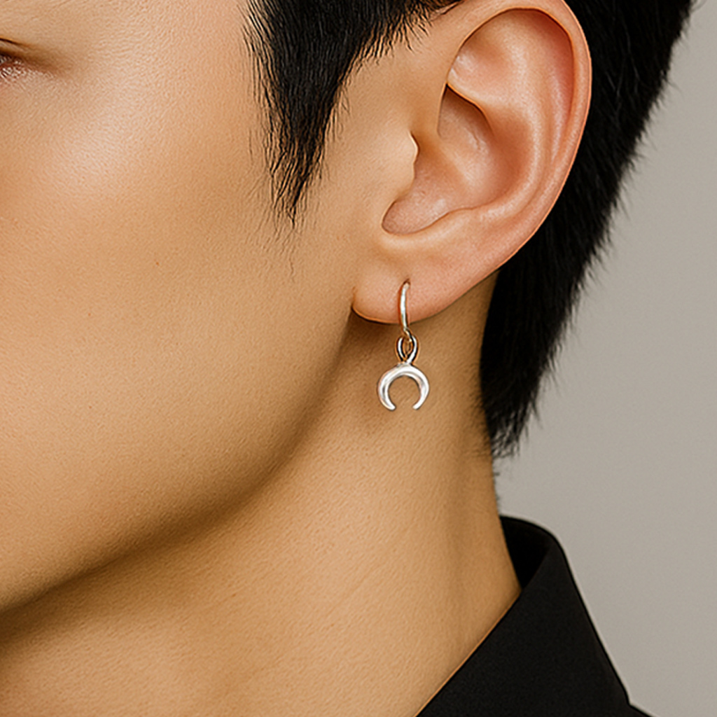 月牙灣純銀耳環/SE602| 簡約 街頭 女生中性 男生耳環