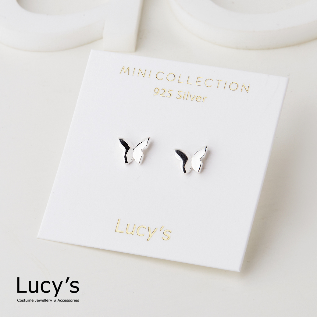 *925純銀〔輕銀系列〕蝴蝶 耳環 (96950)