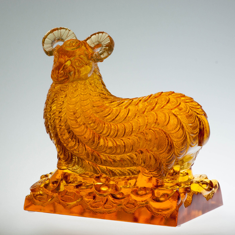 鹿港窯 居家開運 琉璃珍藏 招財羊_錢幣羊大 擺飾