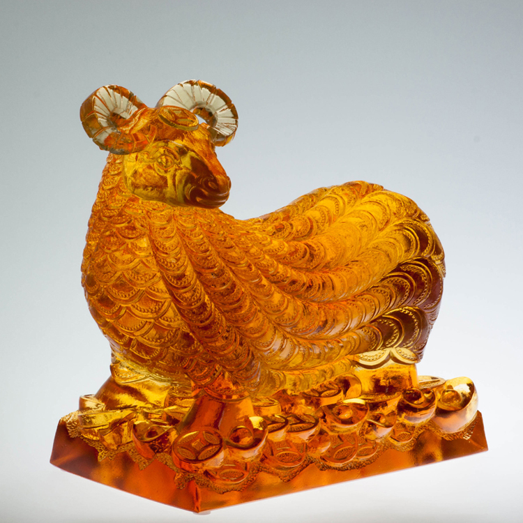 鹿港窯 居家開運 琉璃珍藏 招財羊_錢幣羊大 擺飾