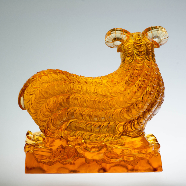 鹿港窯 居家開運 琉璃珍藏 招財羊_錢幣羊大 擺飾