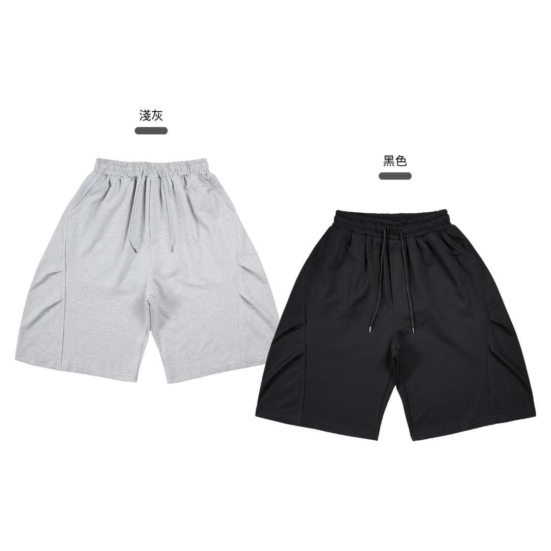 SALE- 寬鬆 闊型 七分 短褲 棉褲 彎刀 打摺 中性男女可穿 【 FUZY 】- P202543
