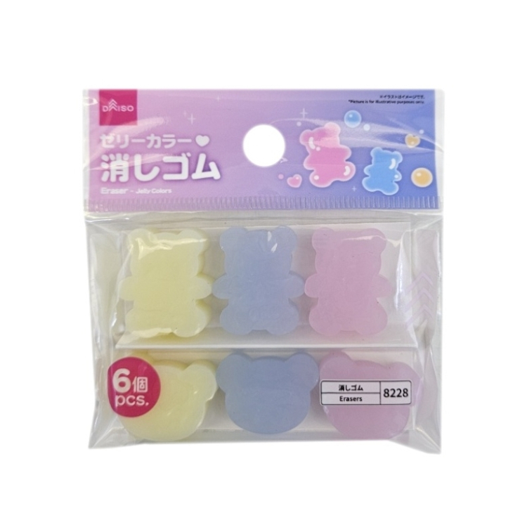 塑膠擦/果凍色 6入