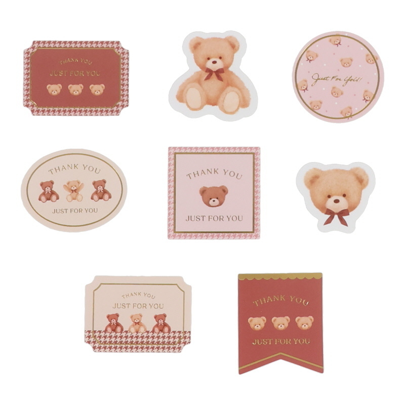 包裝封口貼/熊 含金箔 32入