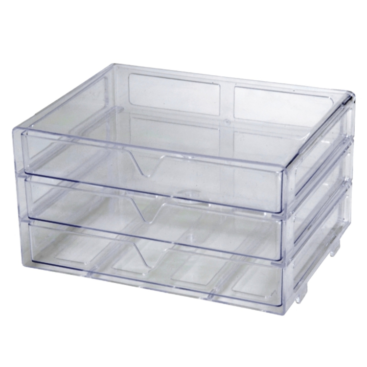 三層式抽屜收納盒/書房用 透明 13×9.7×17cm