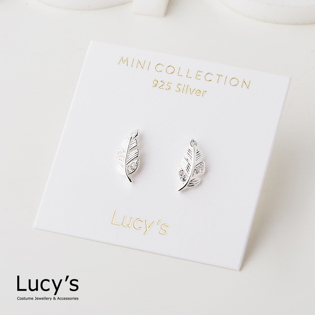925純銀〔輕銀系列〕羽葉 耳環 (二色) (111700/111701)