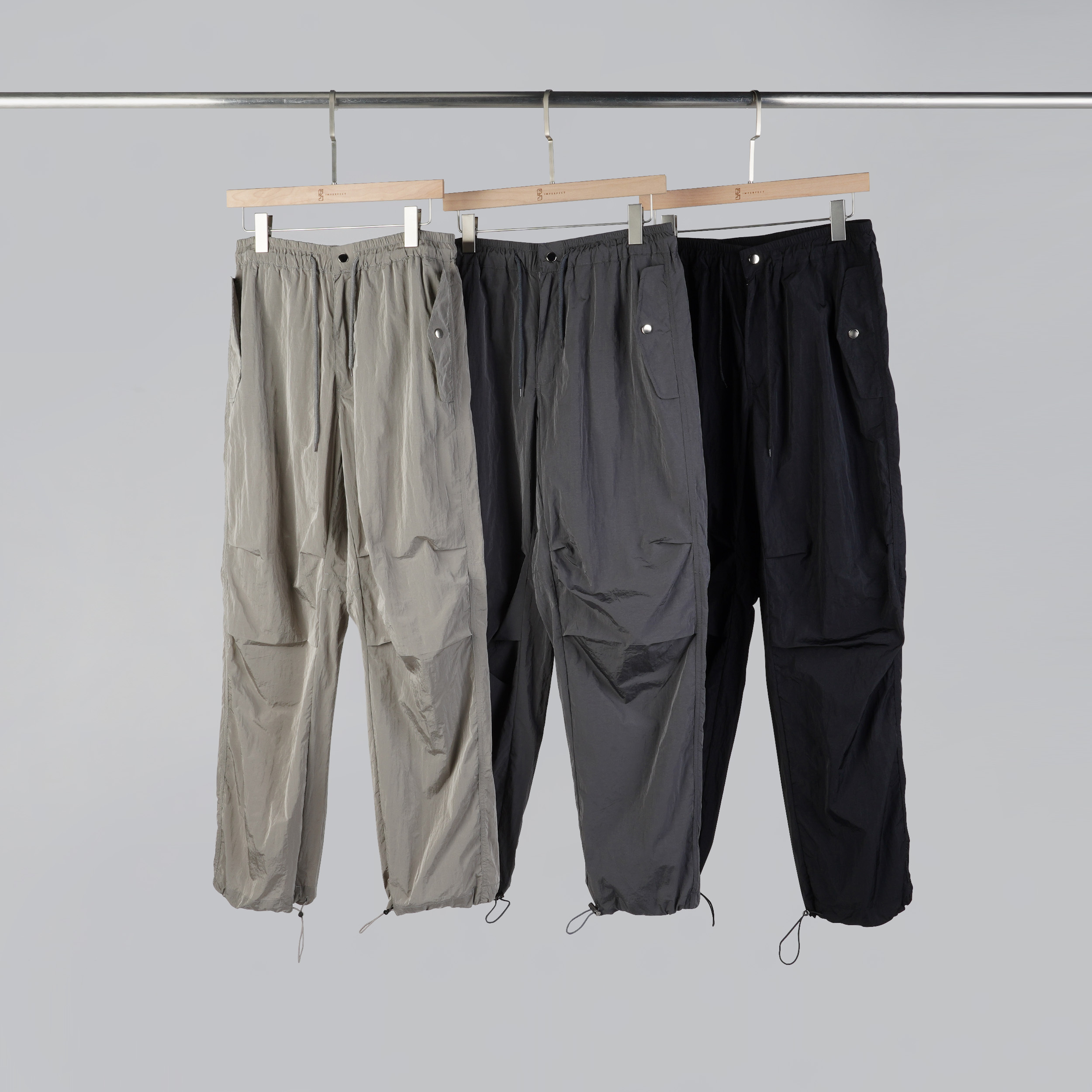 設計感抽繩壓釦工裝褲 | 3色