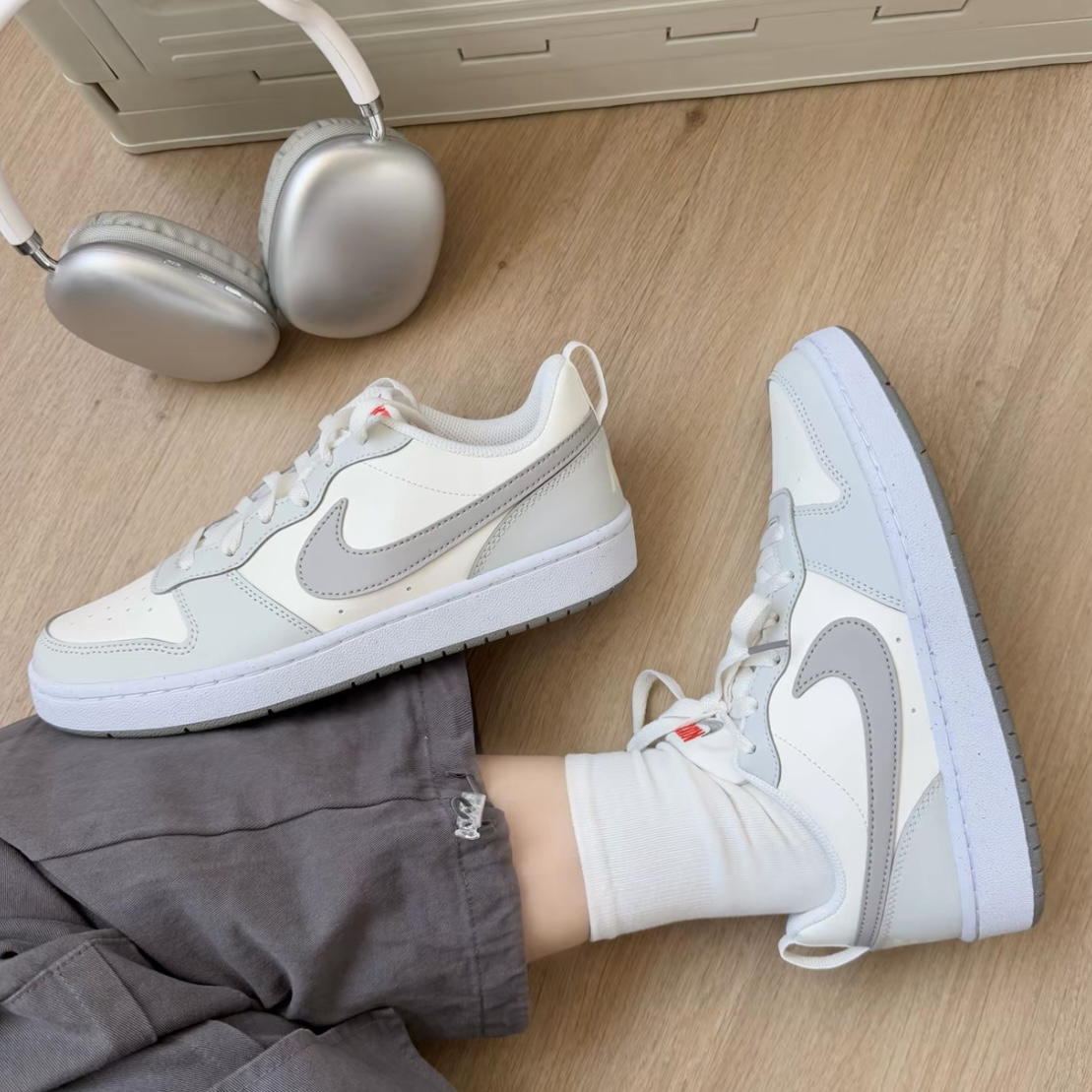 Nike Court Borough Low 2 GS 奶灰色 奶油白 小dunk 大童 女鞋