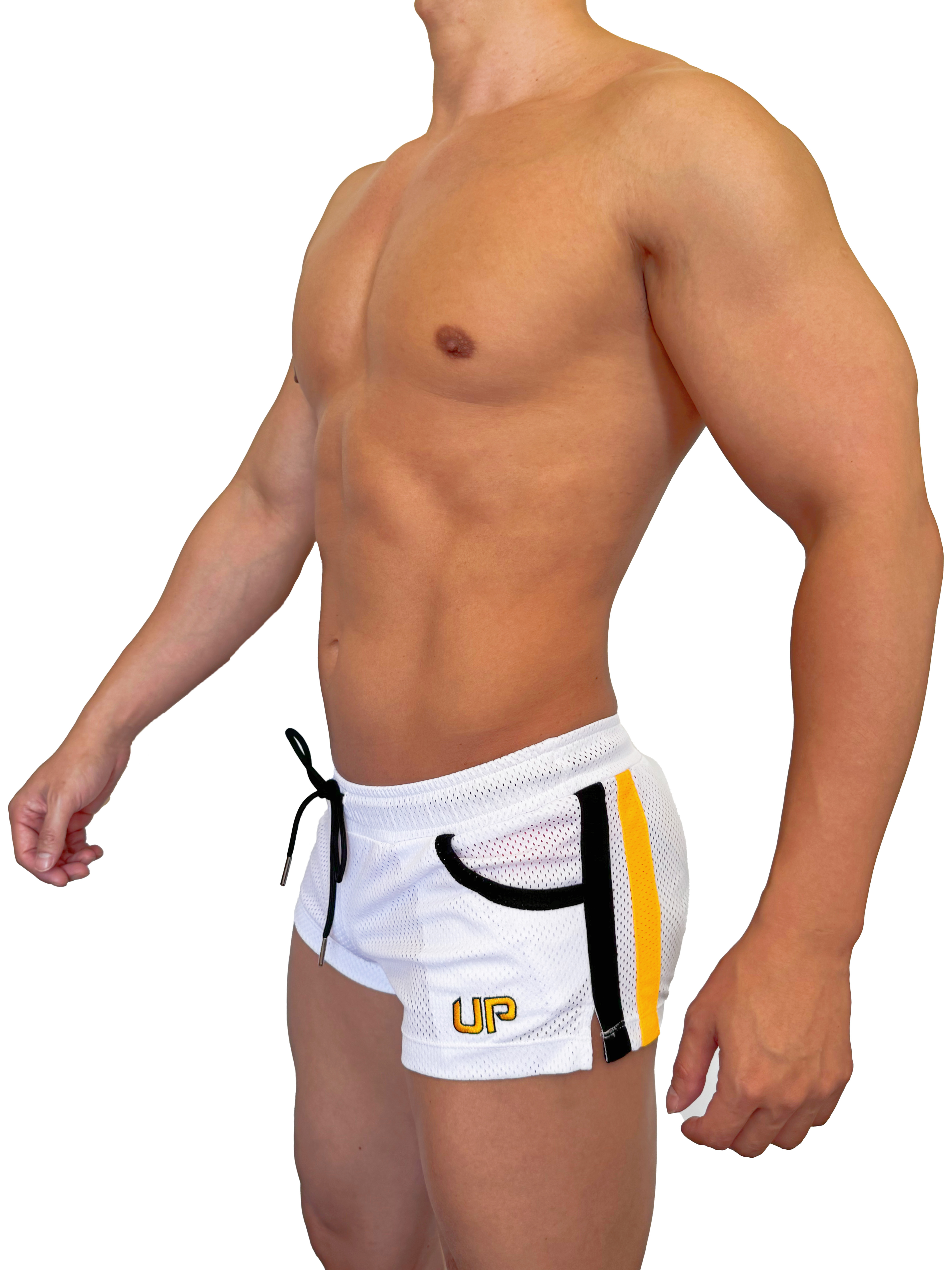 2025 全新色系 - Mesh UP Super Shorts 雙側線 超短運動褲 透視白/鮮黃/黑