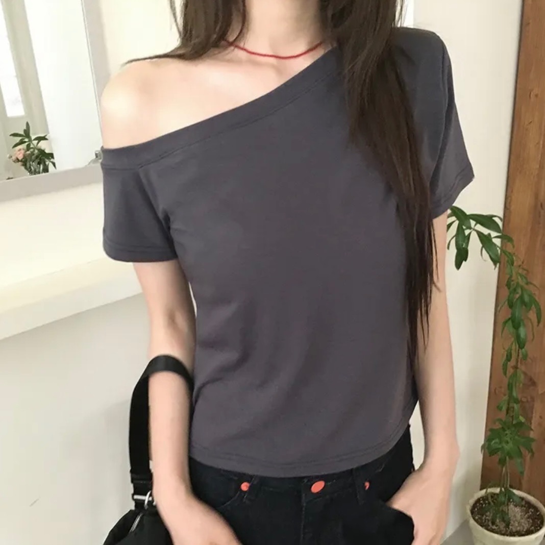 【優惠預訂】韓國純色跌膊TEE（3色）