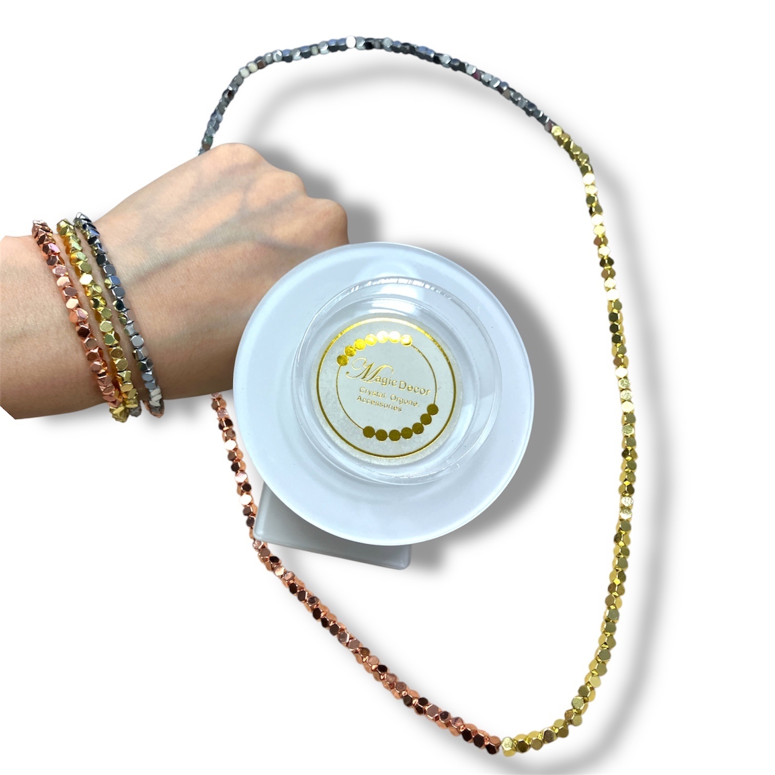 250703 - A28 黑膽石唐八菱三色設計款頸鏈（買一送一）