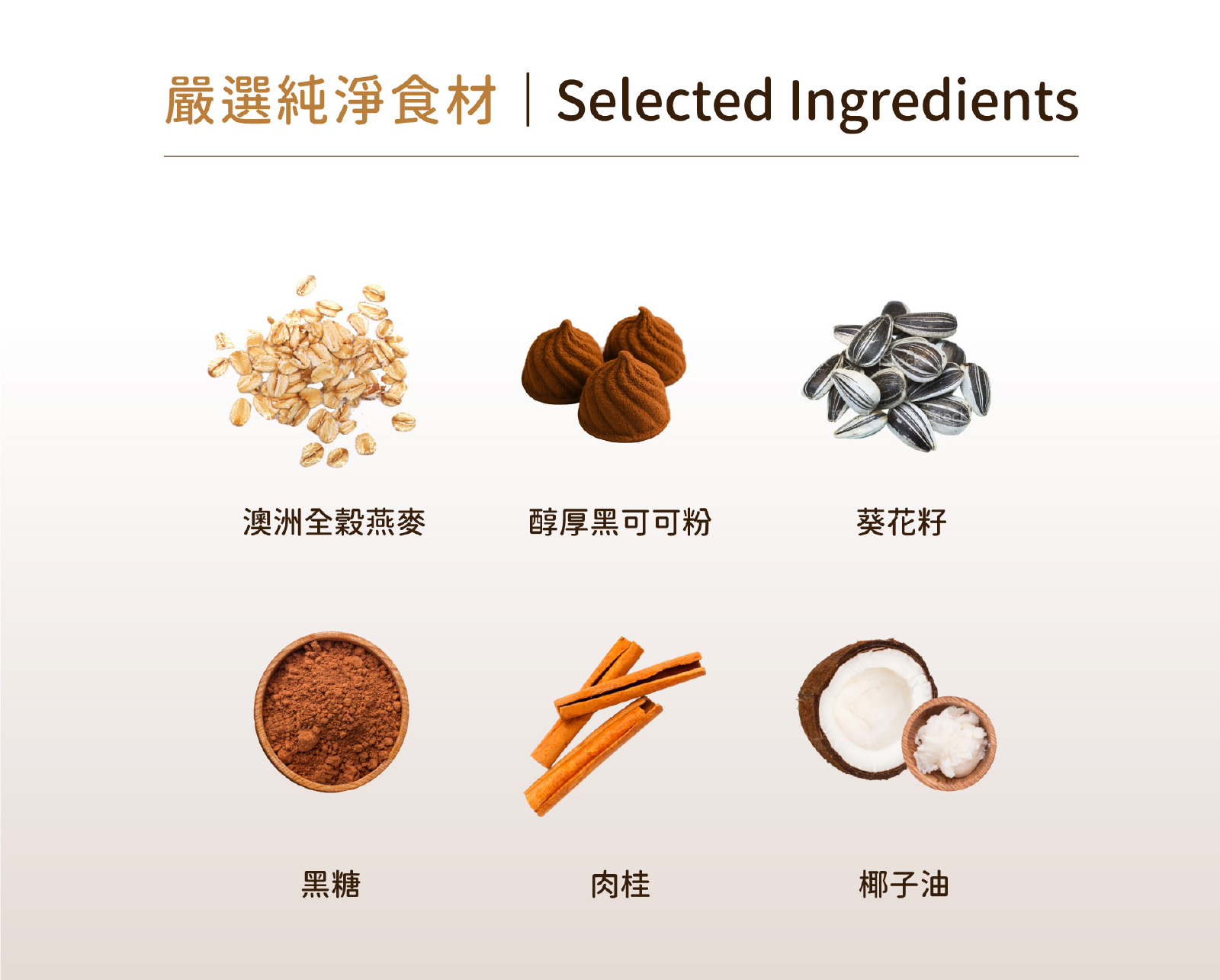 嚴選澳洲全穀燕麥、優質可可粉、可可塊及多種穀物,加倍濃郁雙重滿足
