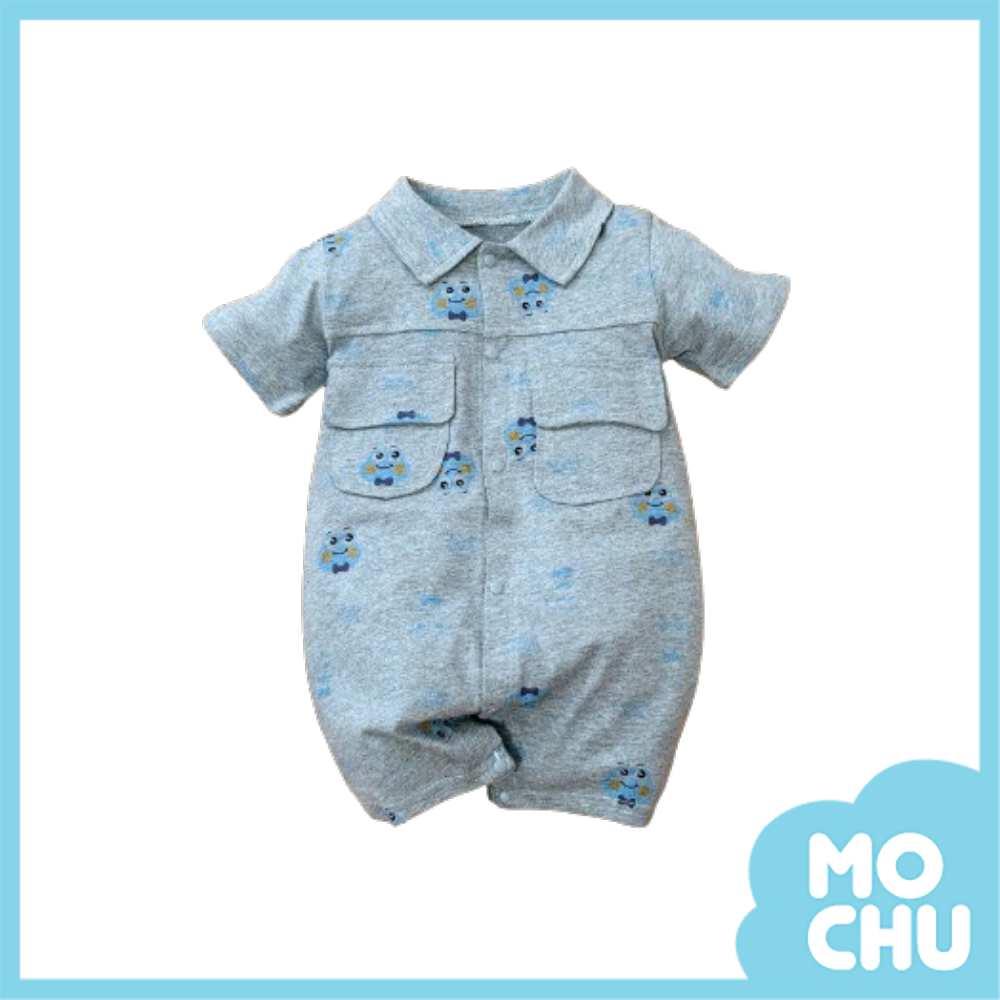 灰動物頭短袖連身衣