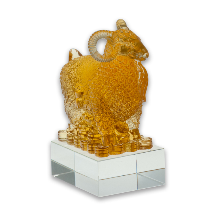 鹿港窯 居家開運 琉璃珍藏 招財羊_錢幣羊S 擺飾