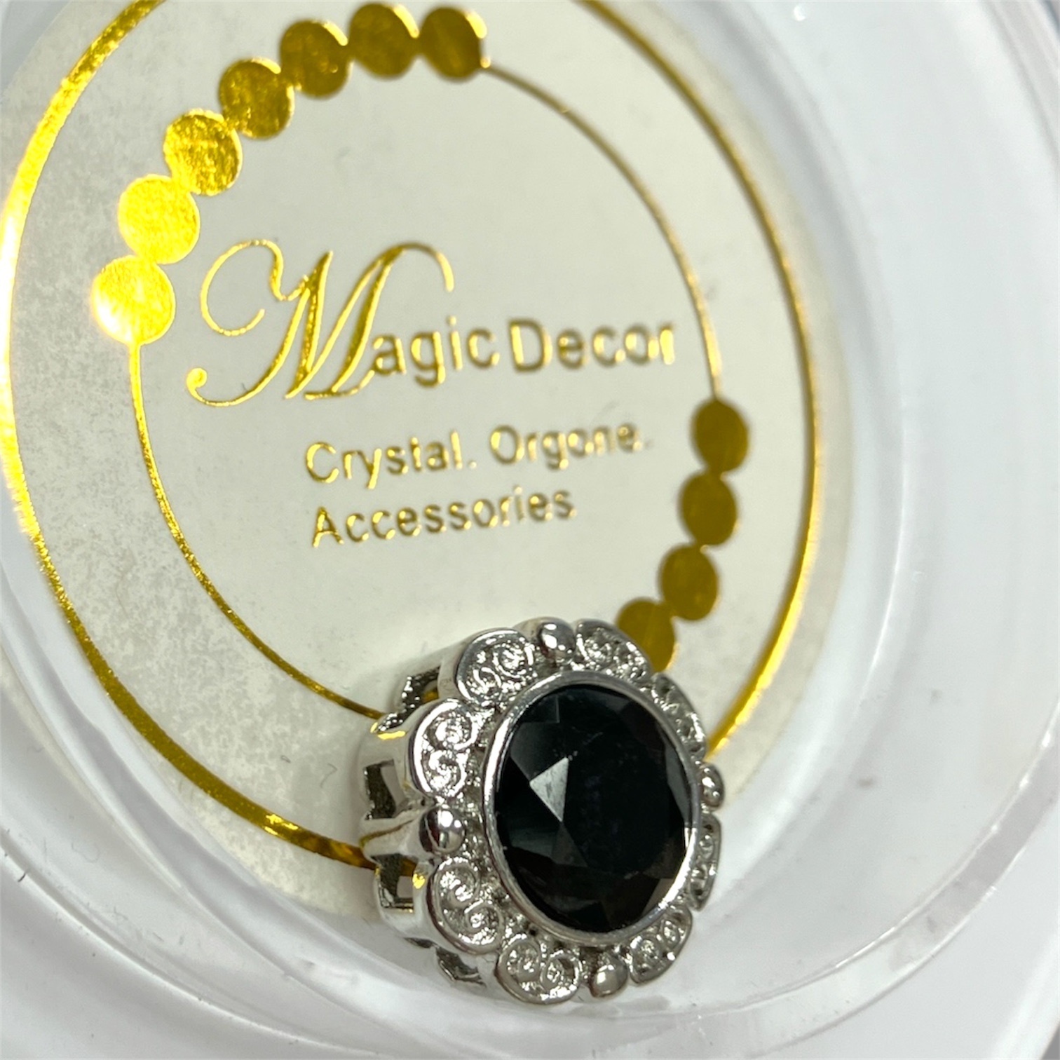 250703 - A87 黑尖晶石祥雲花邊銀色圓形隔珠1粒