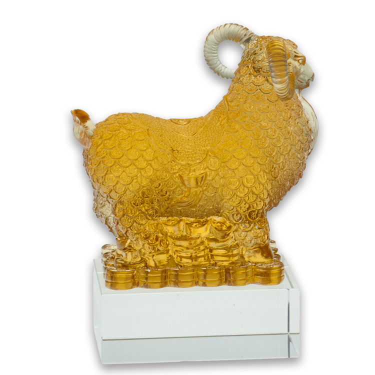 鹿港窯 居家開運 琉璃珍藏 招財羊_錢幣羊S 擺飾
