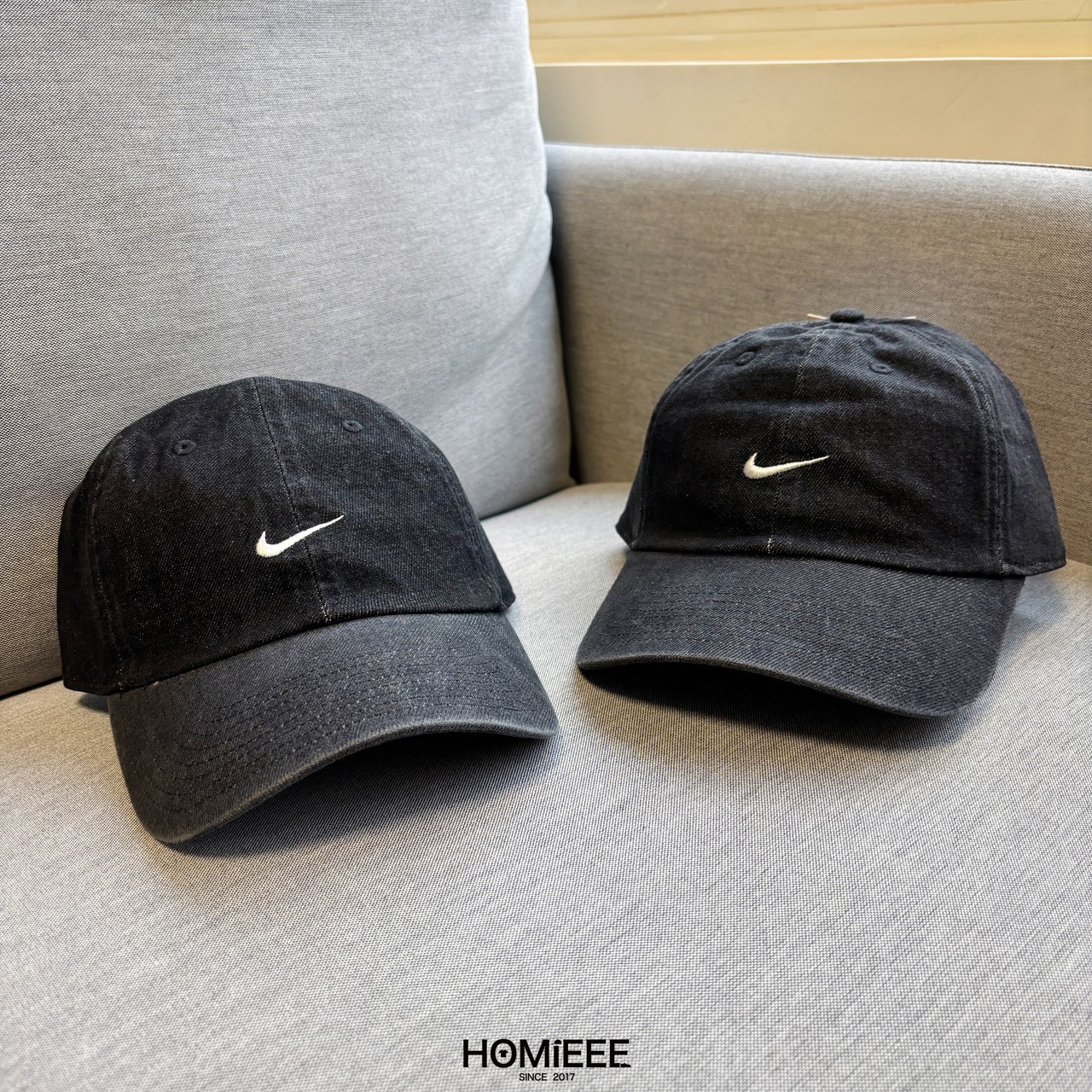 Nike Club Denim Cap 老帽 棒球帽 刺繡 水洗 黑色 牛仔藍 [HF0383-010]