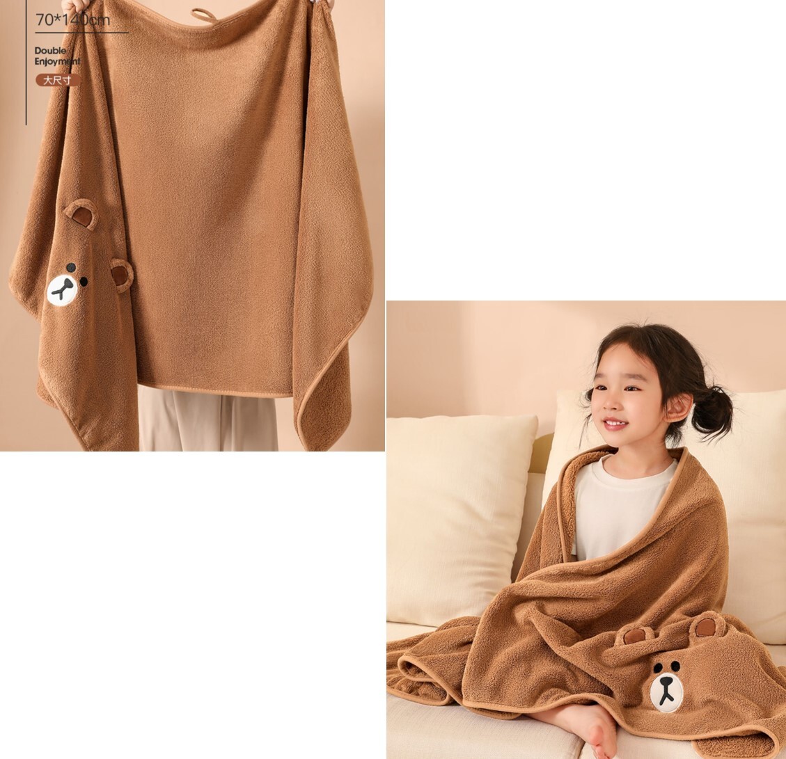 LINE FRIENDS| 珊瑚絨大浴巾 |Brown