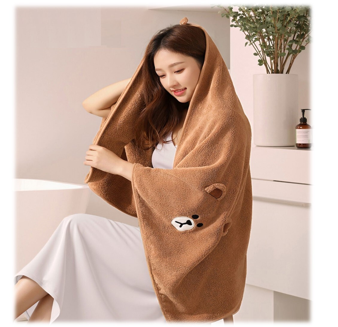 LINE FRIENDS| 珊瑚絨大浴巾 |Brown