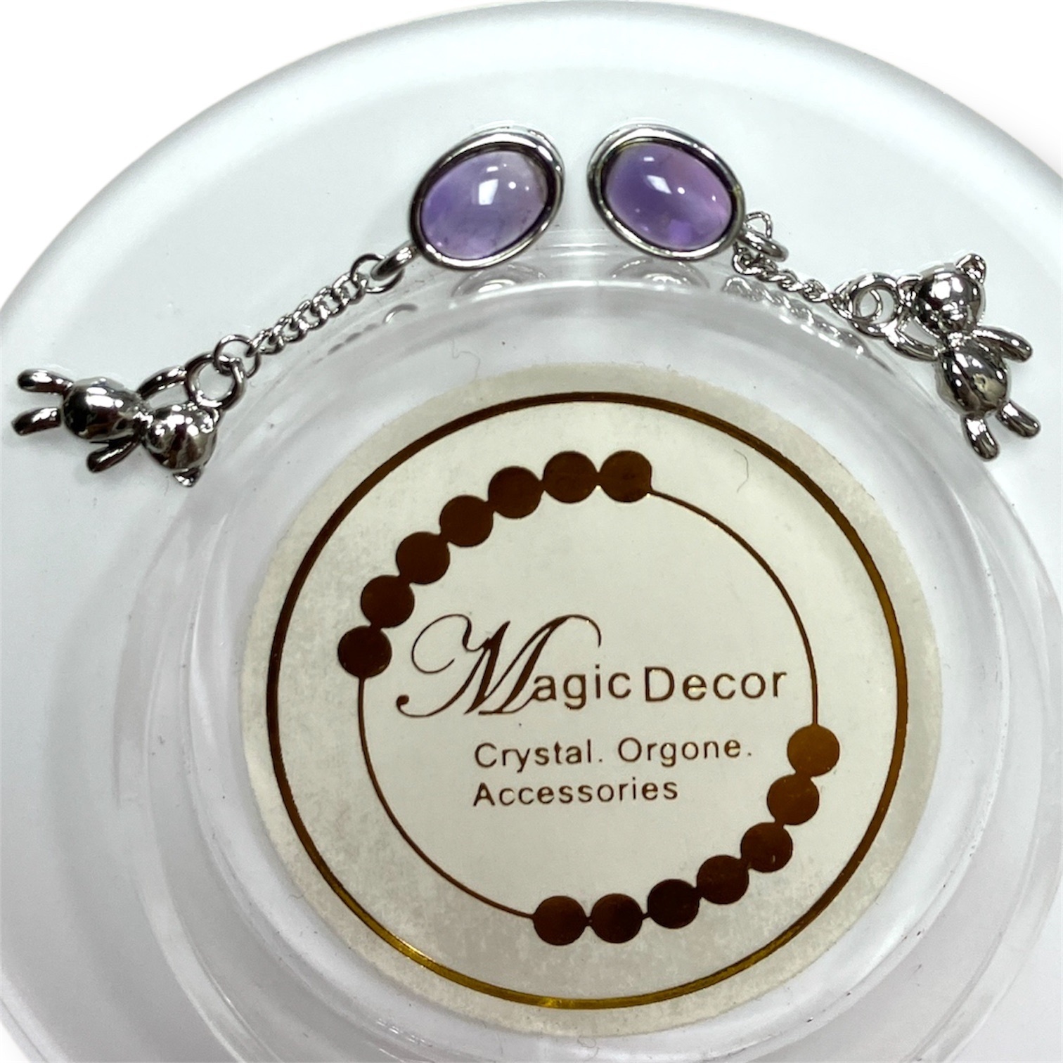 250703 - A97 橢圓紫水晶銀色兔兔吊飾1粒