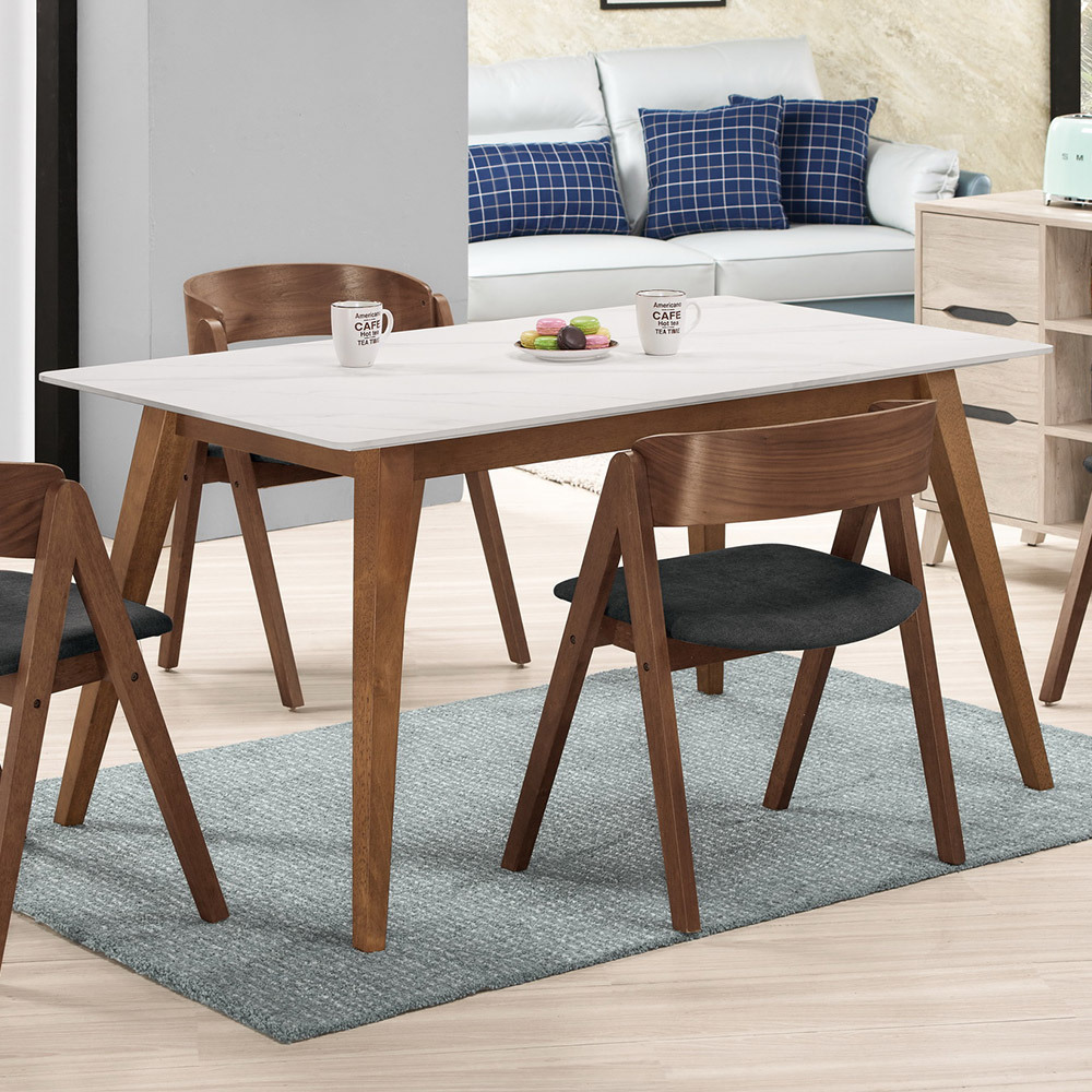 奧菲4.7尺工業風岩板實木餐桌