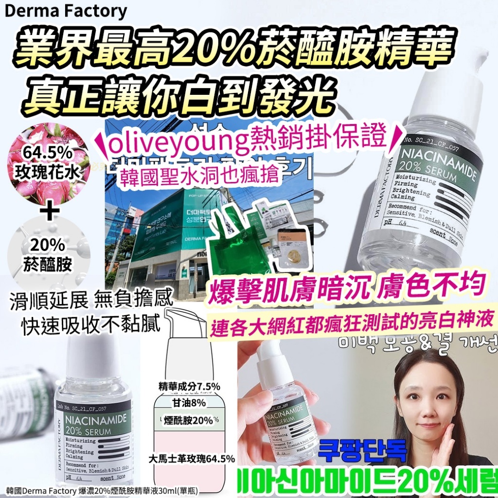 韓國 Derma Factory 爆濃20%煙酰胺精華液