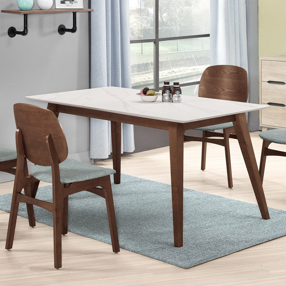 奧菲5尺工業風岩板實木餐桌