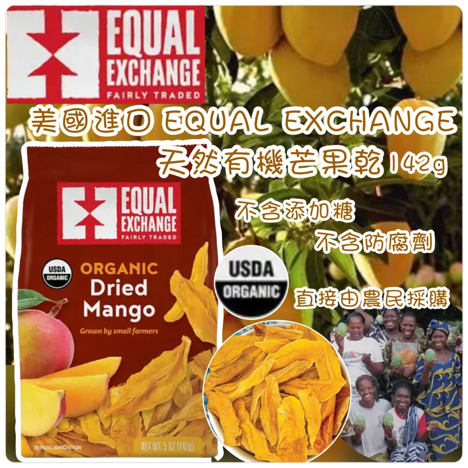 美國進口 Equal Exchange 天然有機芒果乾
