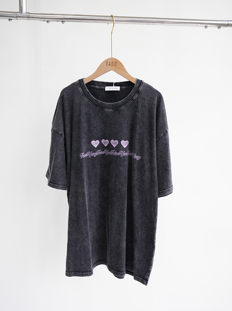 法朵Fado shop｜ 粉色❤︎❤︎❤︎愛心水洗長版棉T 0213181