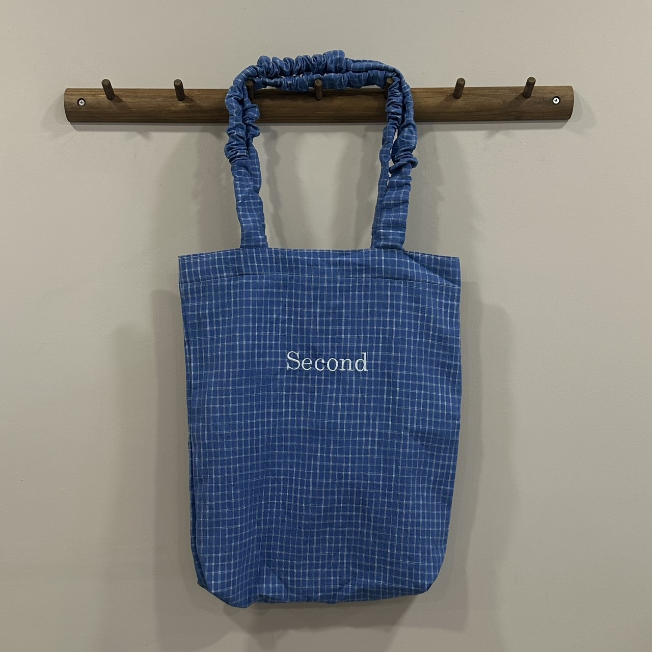Second藍色格紋單肩包