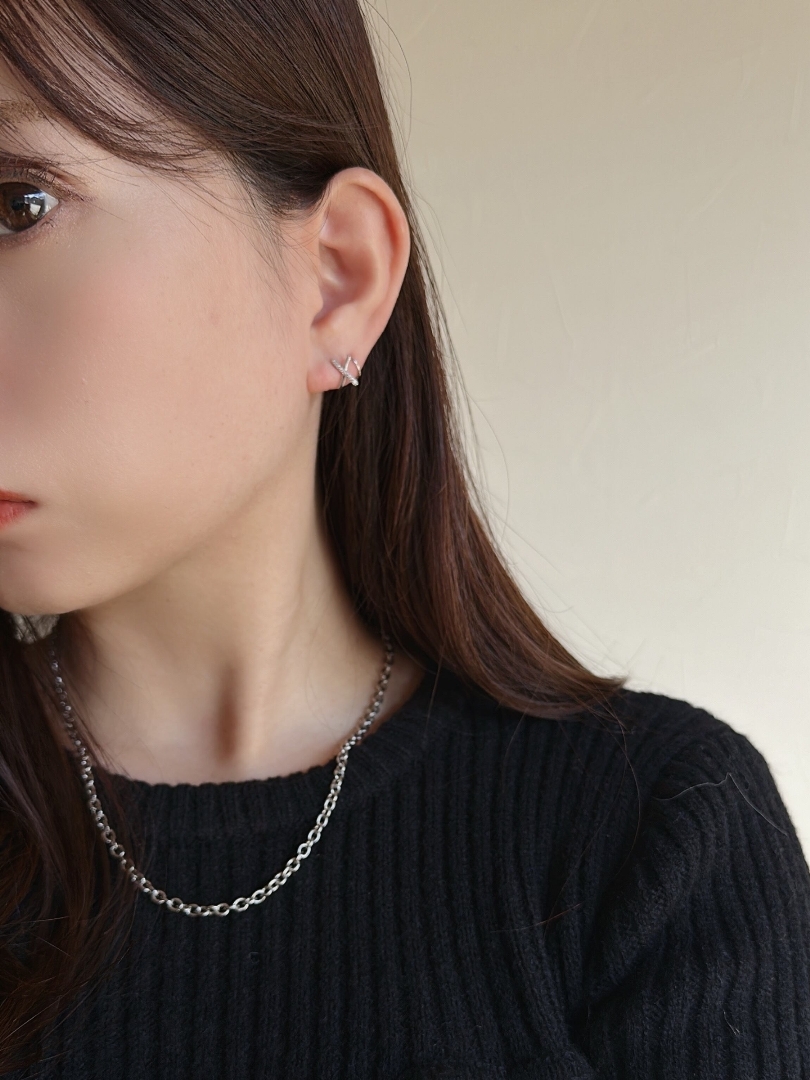 S925 cross twist pierce