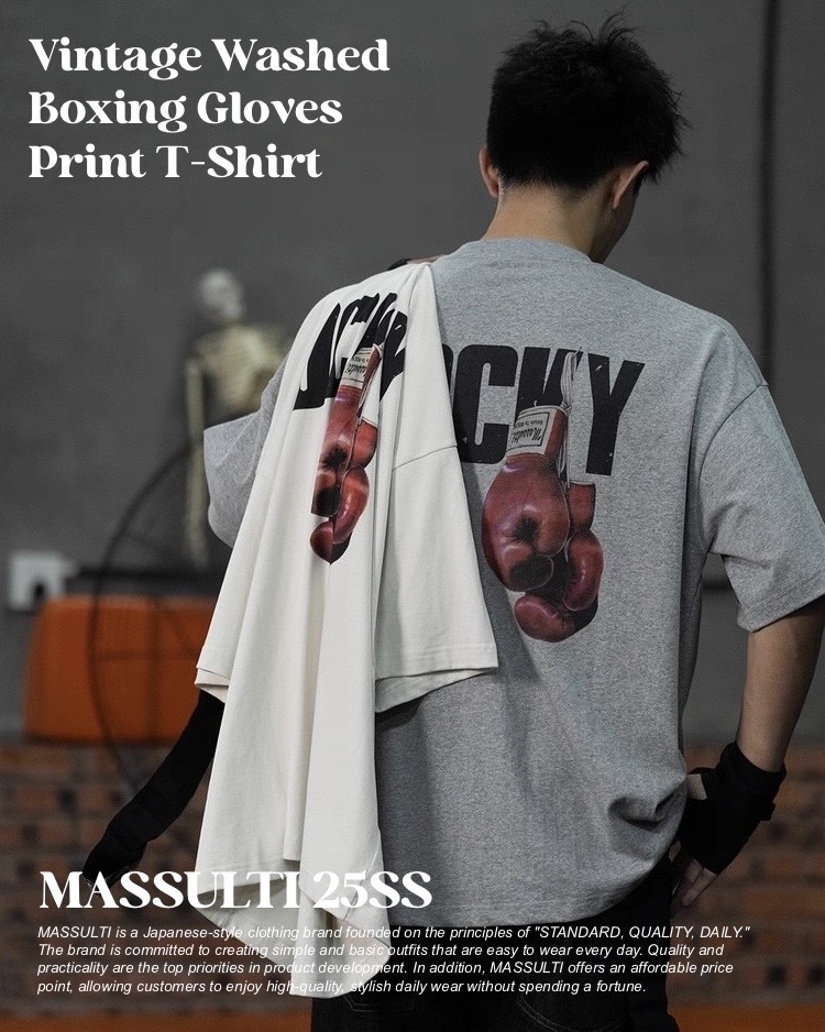 #預購 MASSULTI 25SS 復古水洗 拳擊印花 短踢 三色
