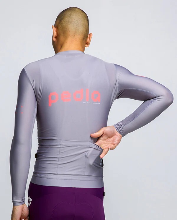 Pedla 男款薄長袖車衣 Dots Classic LS Jersey /Light Grey 淺灰