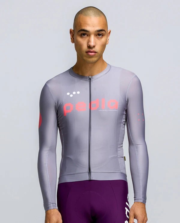 Pedla 男款薄長袖車衣 Dots Classic LS Jersey /Light Grey 淺灰