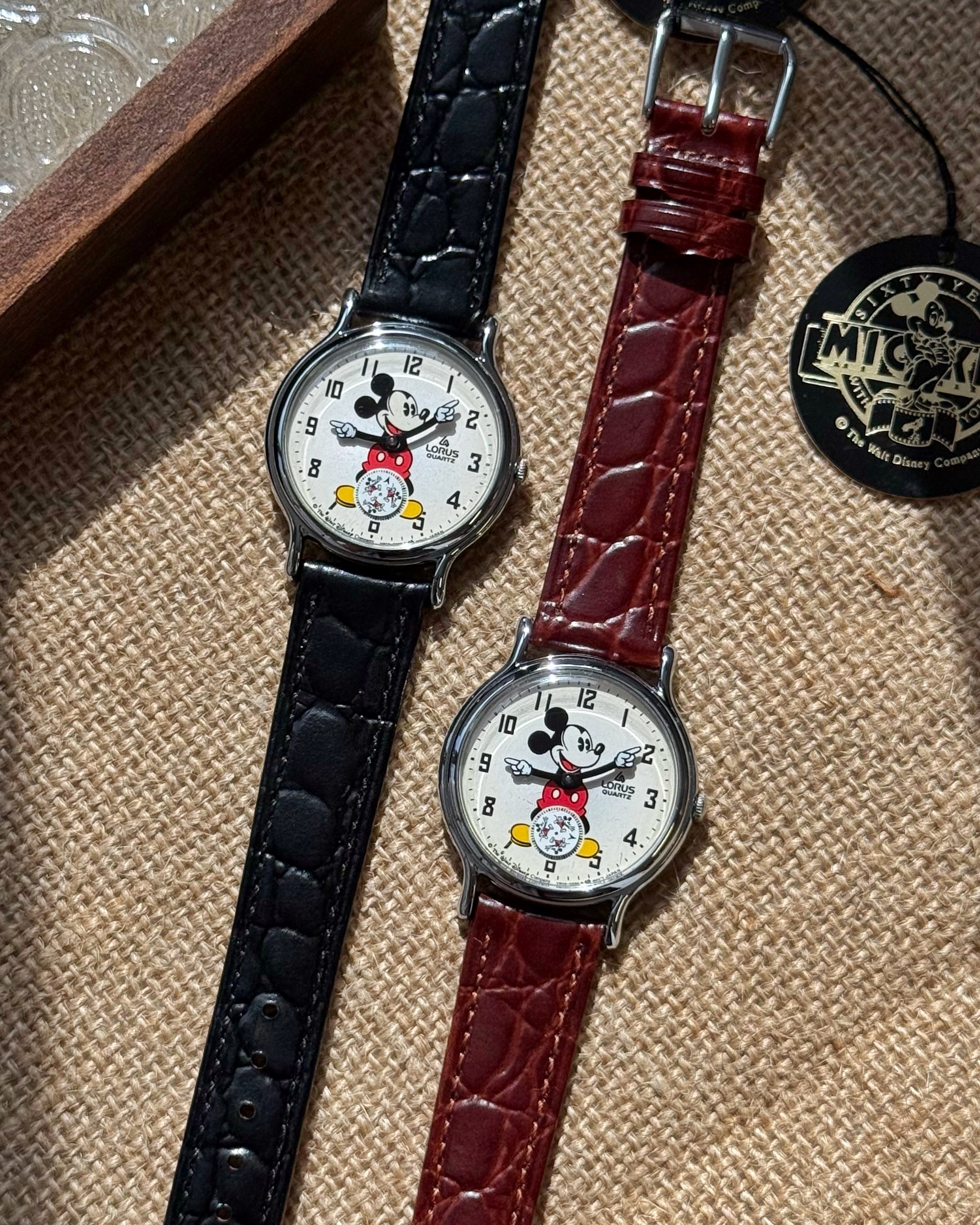 LORUS x DISNEY Mickey Mouse 1988年 60周年 米奇老鼠 皮帶錶