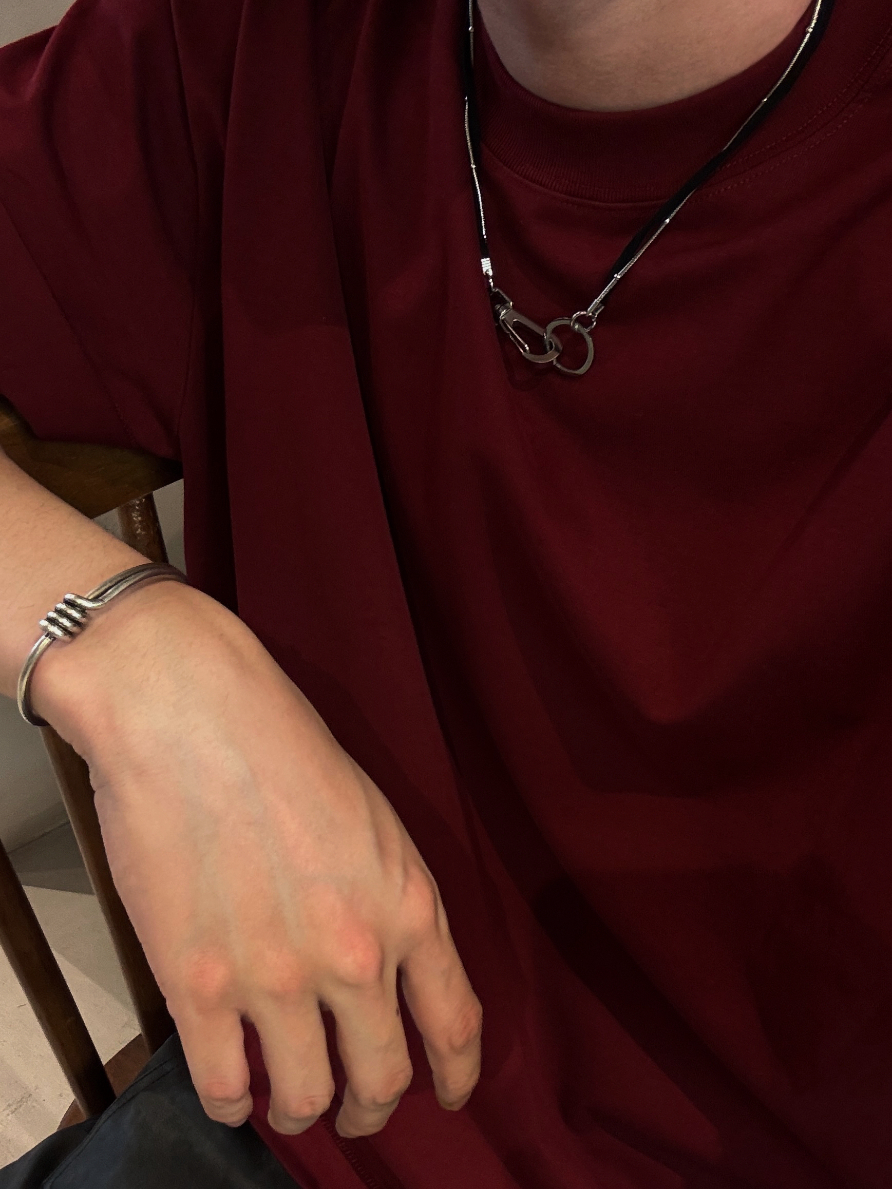 [1atm] 銀鉤-雙線項鍊