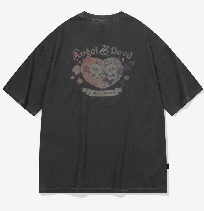 GN STUDIO / [CPGN x Kakao Friends] Angel &Devil short T-shirt /smoke black/  JUL25