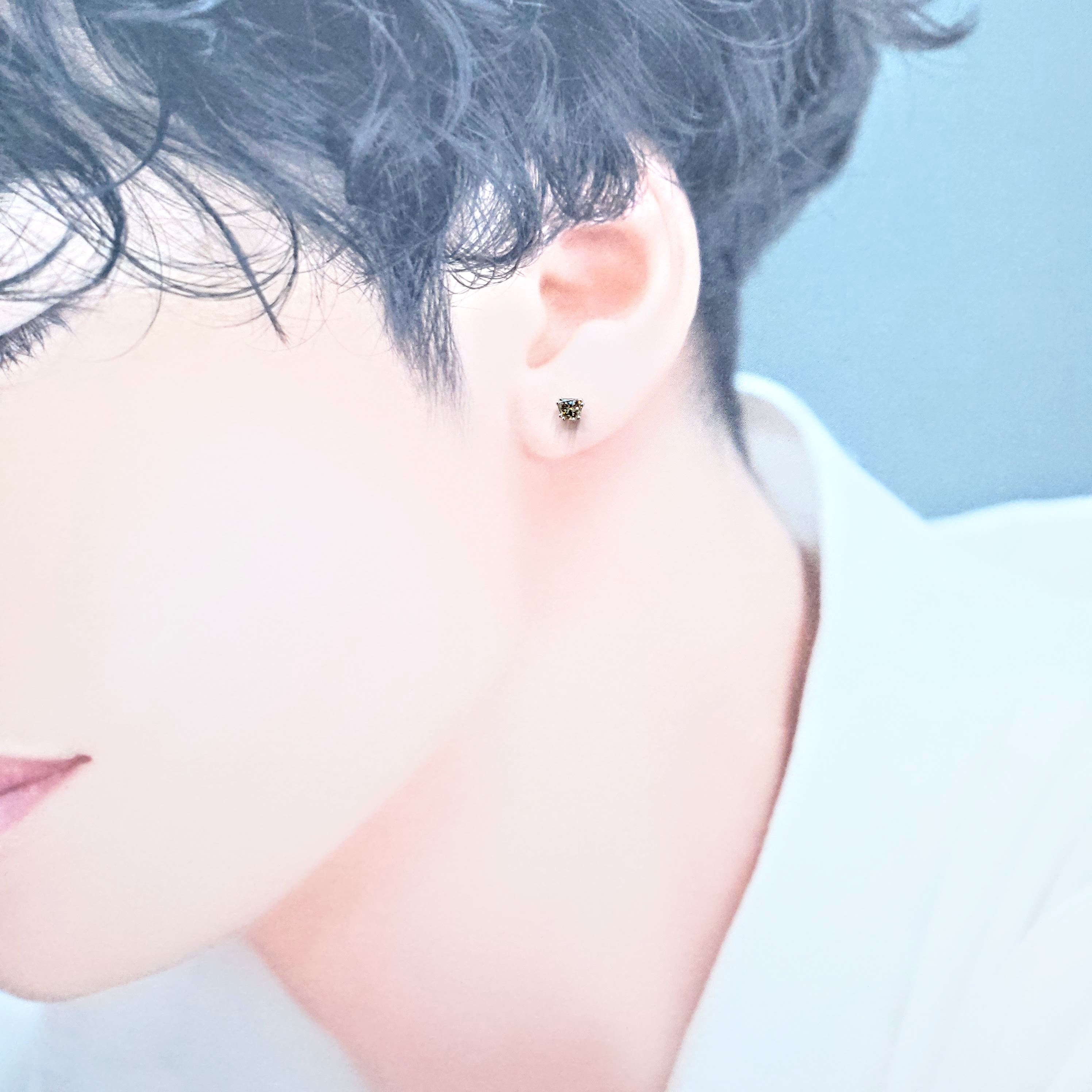 18K White Gold 0.34ct Fancy Champagne Octagonal Diamond Single Earrings