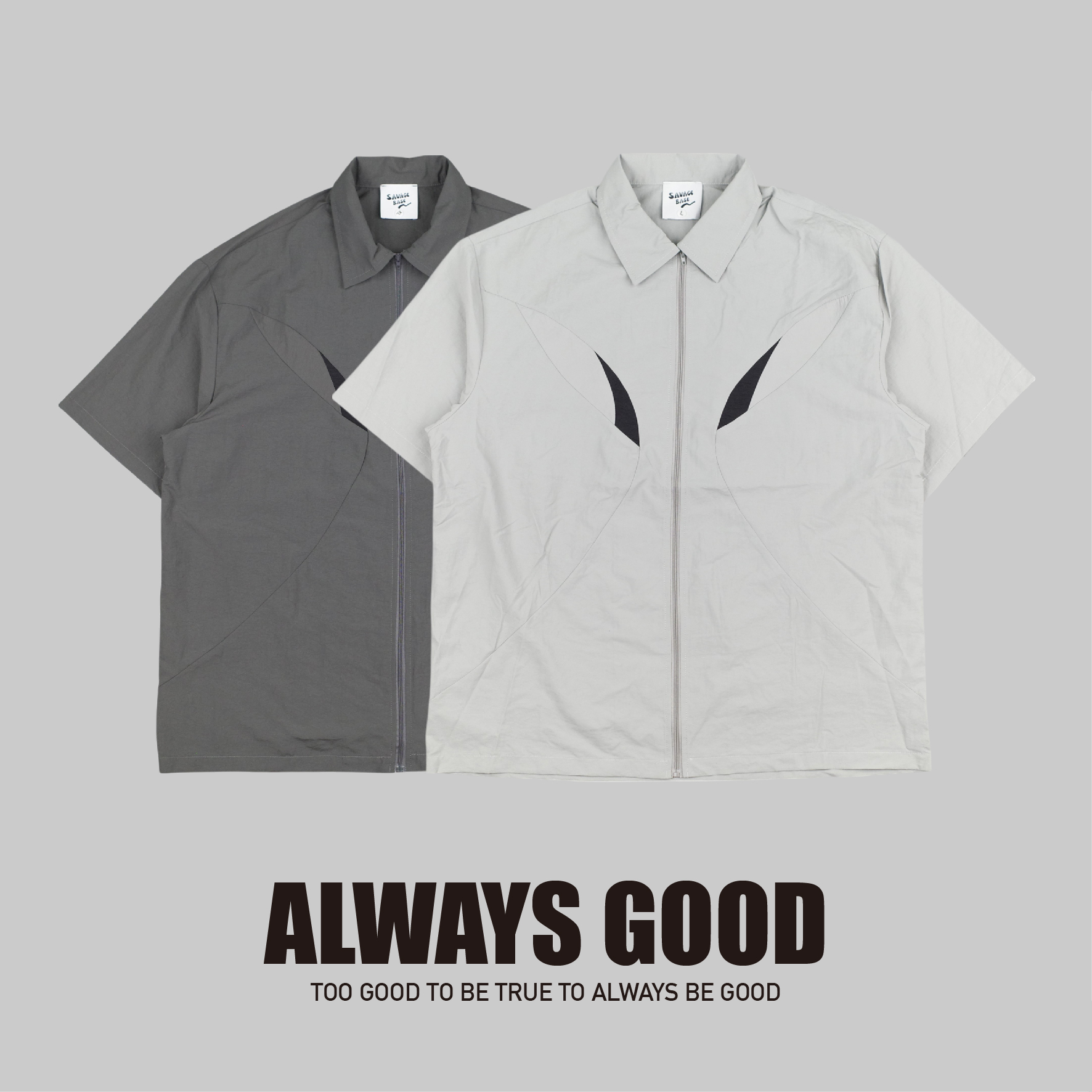 『Always_Good』撞色 拼接 解構 機能 短袖襯衫