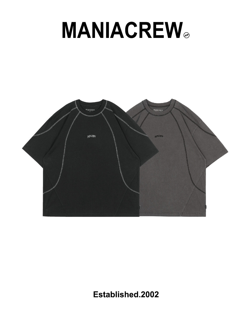 MANIA 水洗考克線短袖T恤 黑/深灰 25 S/S Washed Tee