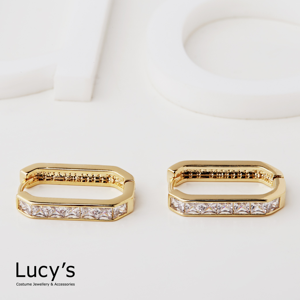 閃亮U型 易扣耳環 (二色) (121049/121050)