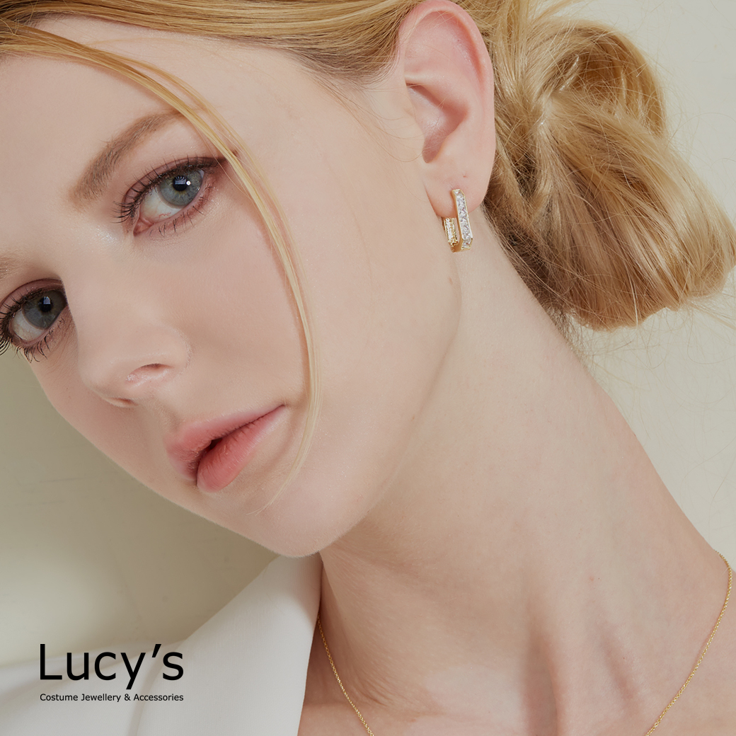 閃亮U型 易扣耳環 (二色) (121049/121050)