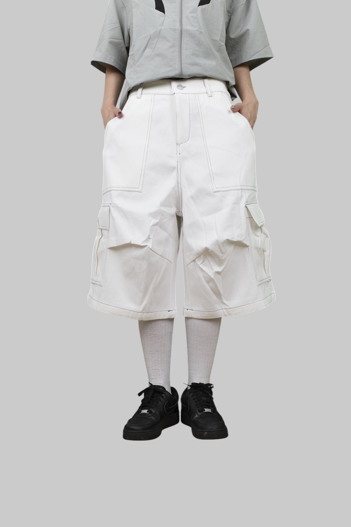 『Always_Good』明線 大口袋 闊腿 七分 短褲