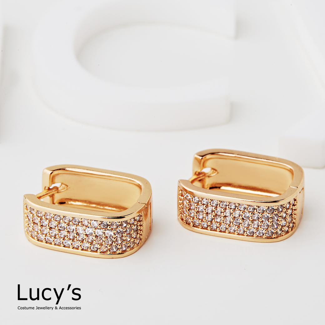 鑲鑽U型 易扣耳環 (121950)